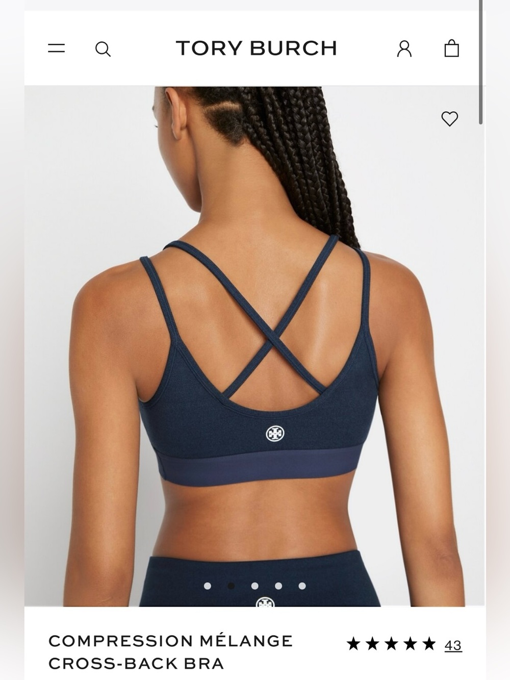 Tory Sport Dark Grey Cross-Back Compression Sports Bra